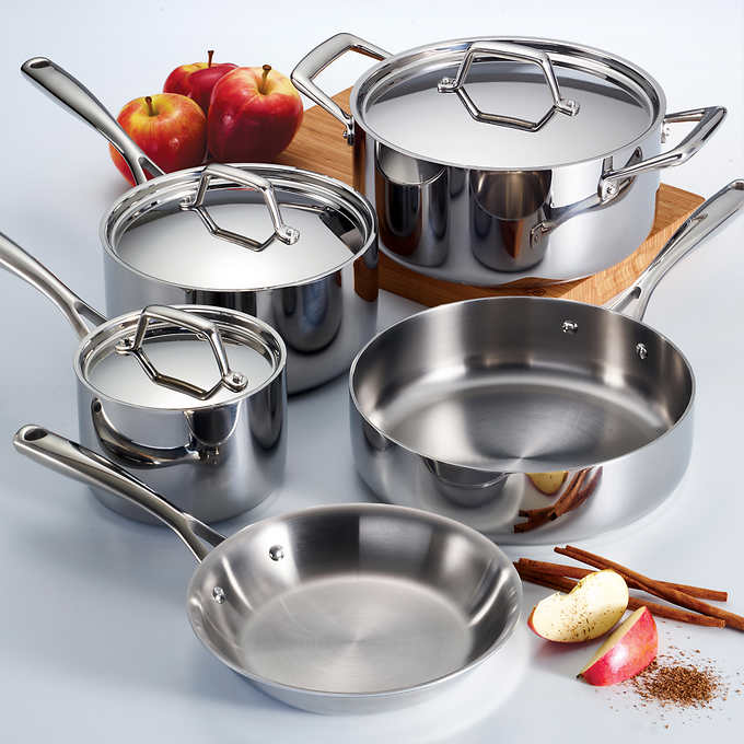 Tramontina 8-Piece Tri-Ply Clad Stainless Steel Cookware Set, with Glass  Lids